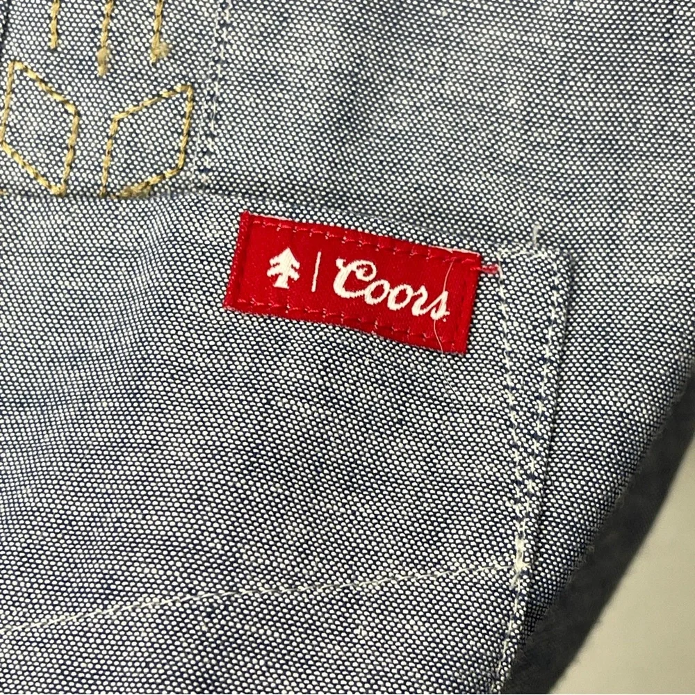 HUCKBERRY X COORS Guayabera Shirt Short Sleeve Blue Western Size Large Brewery - Picture 4 of 9